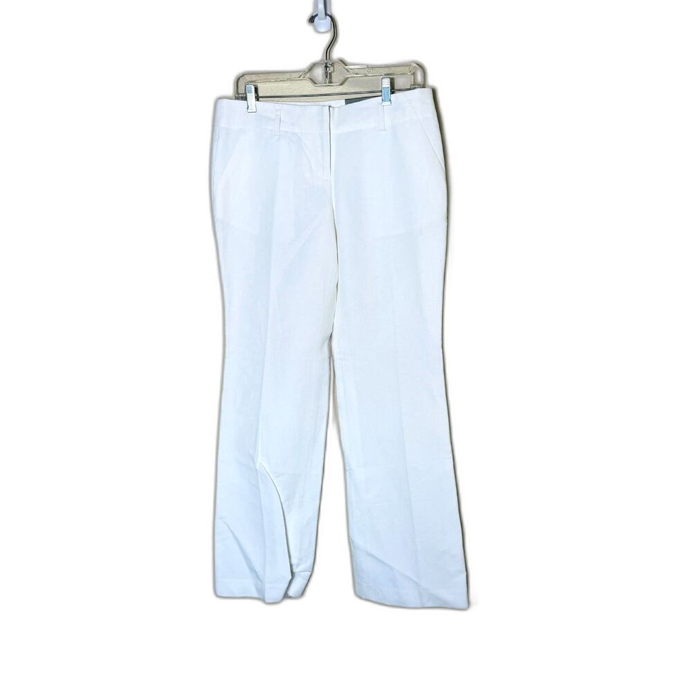 NWT Ann Taylor White Linen Signature Women Trouser 4 Quiet Luxury Work Hamptons